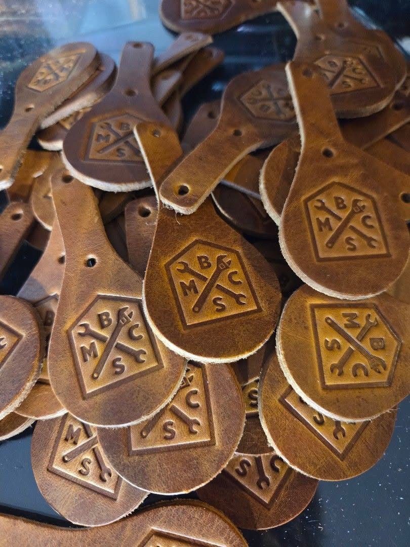 BSMC Moto Club Keyfob - Brown making of