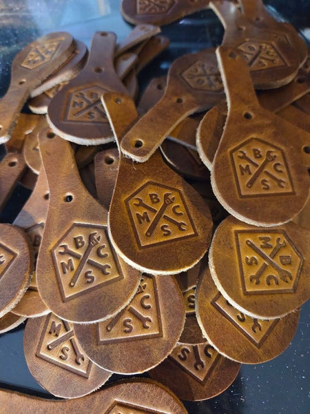 BSMC Moto Club Keyfob - Brown making of