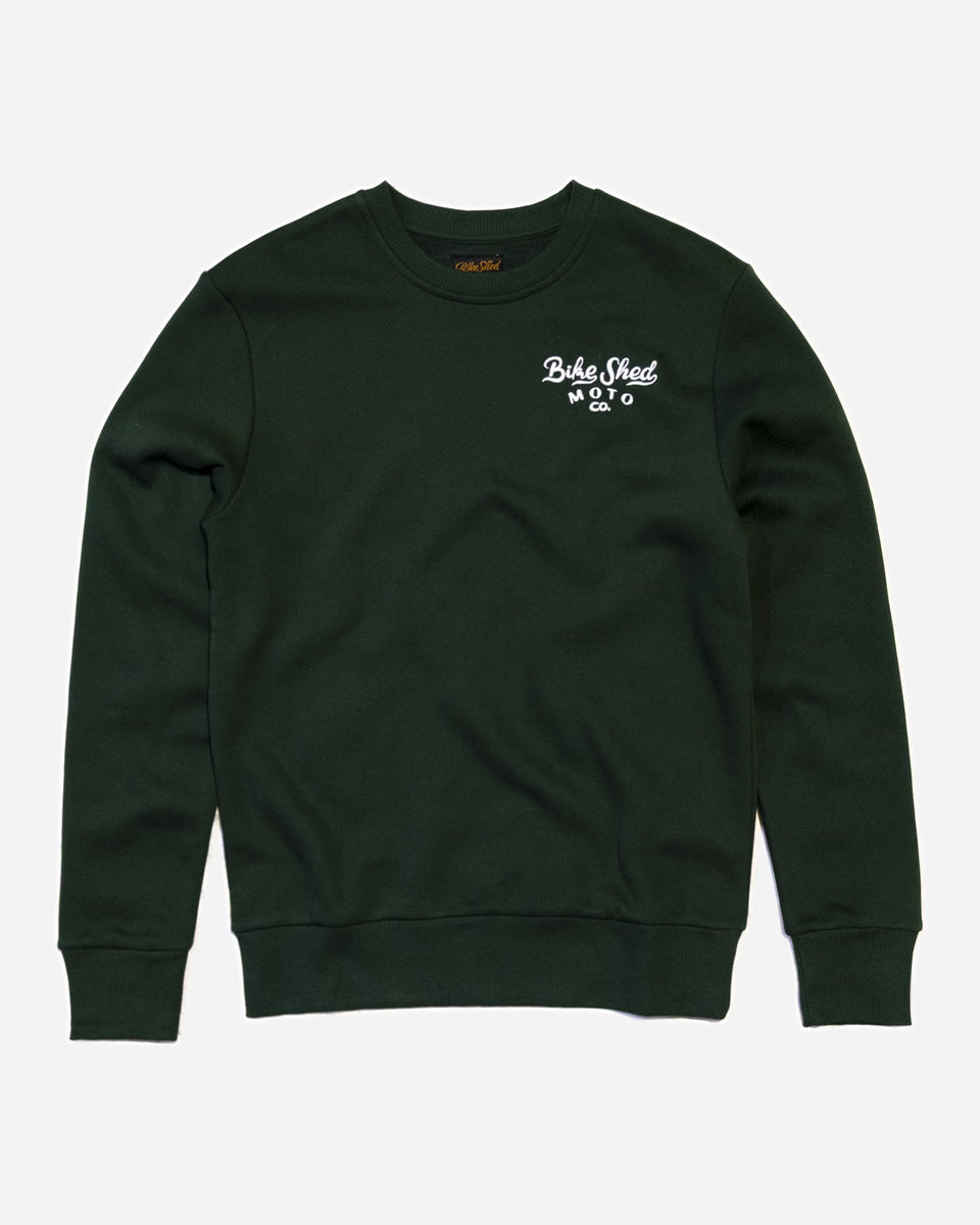 Bike Shed Desert Race Sweatshirt Green Studio Image Front