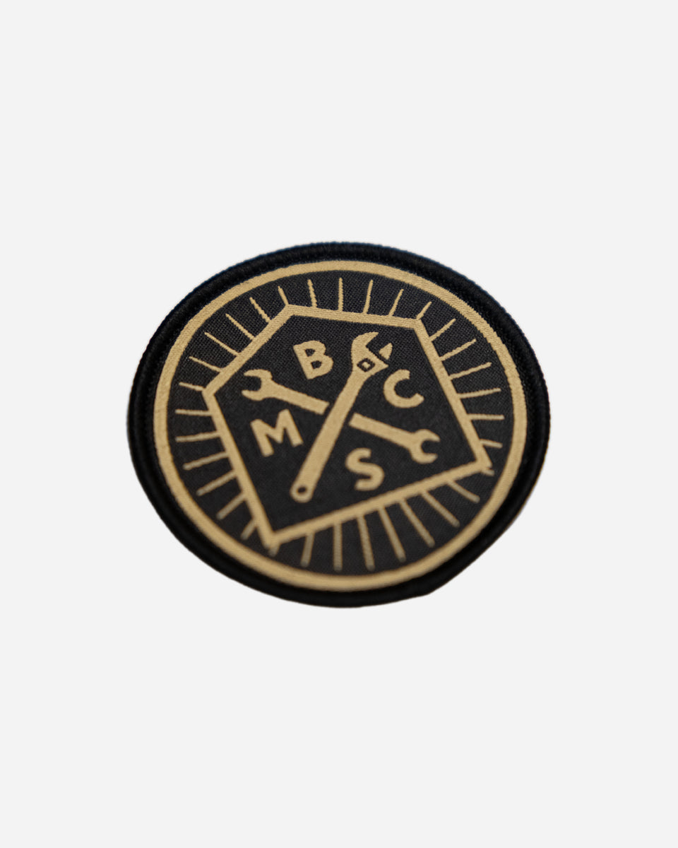 BSMC Moto Club Spanners Patch - Black/Gold studio image side