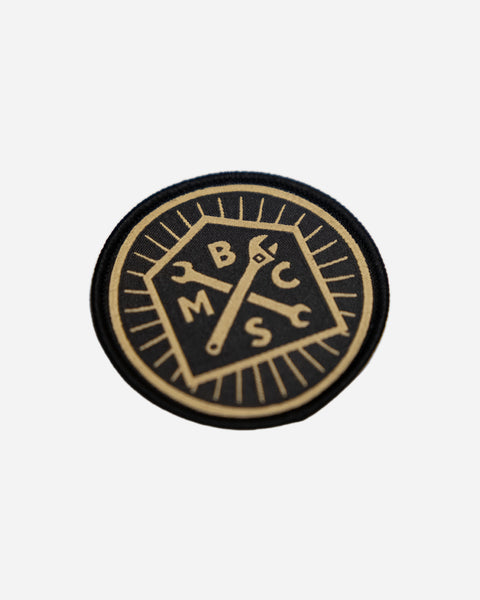 BSMC Moto Club Spanners Patch - Black/Gold studio image side