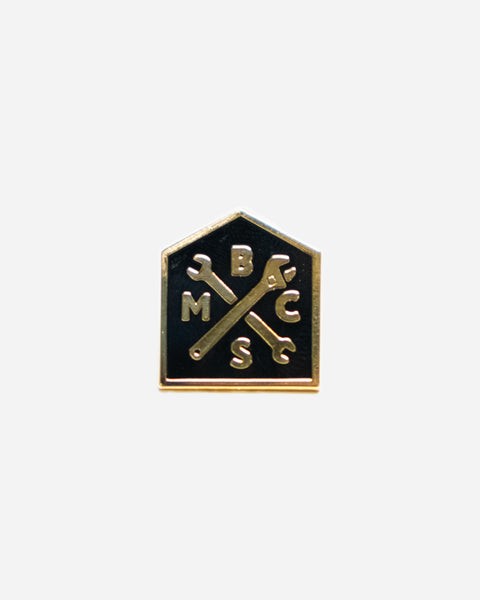 BSMC Moto Club Pin - Black/Gold studio image front