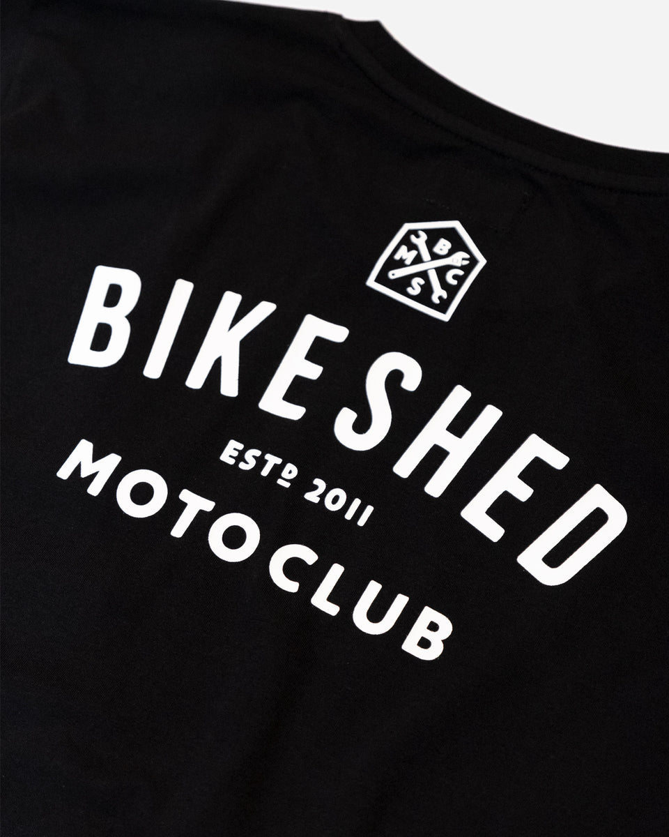 BSMC Moto Club T-Shirt - Black studio image back print close up